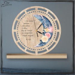 Zegar z kolorową grafiką i grawerowanym cytatem biblijnym 9